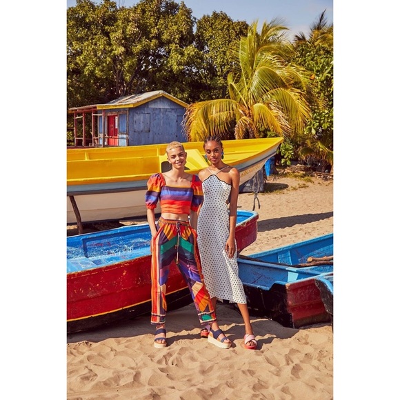 Farm Rio Rainbow Puff Sleeve Crop Top - Picture 2 of 7